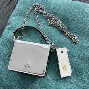 NWT Tory Burch Metallic Cleo Mini Crossbody
